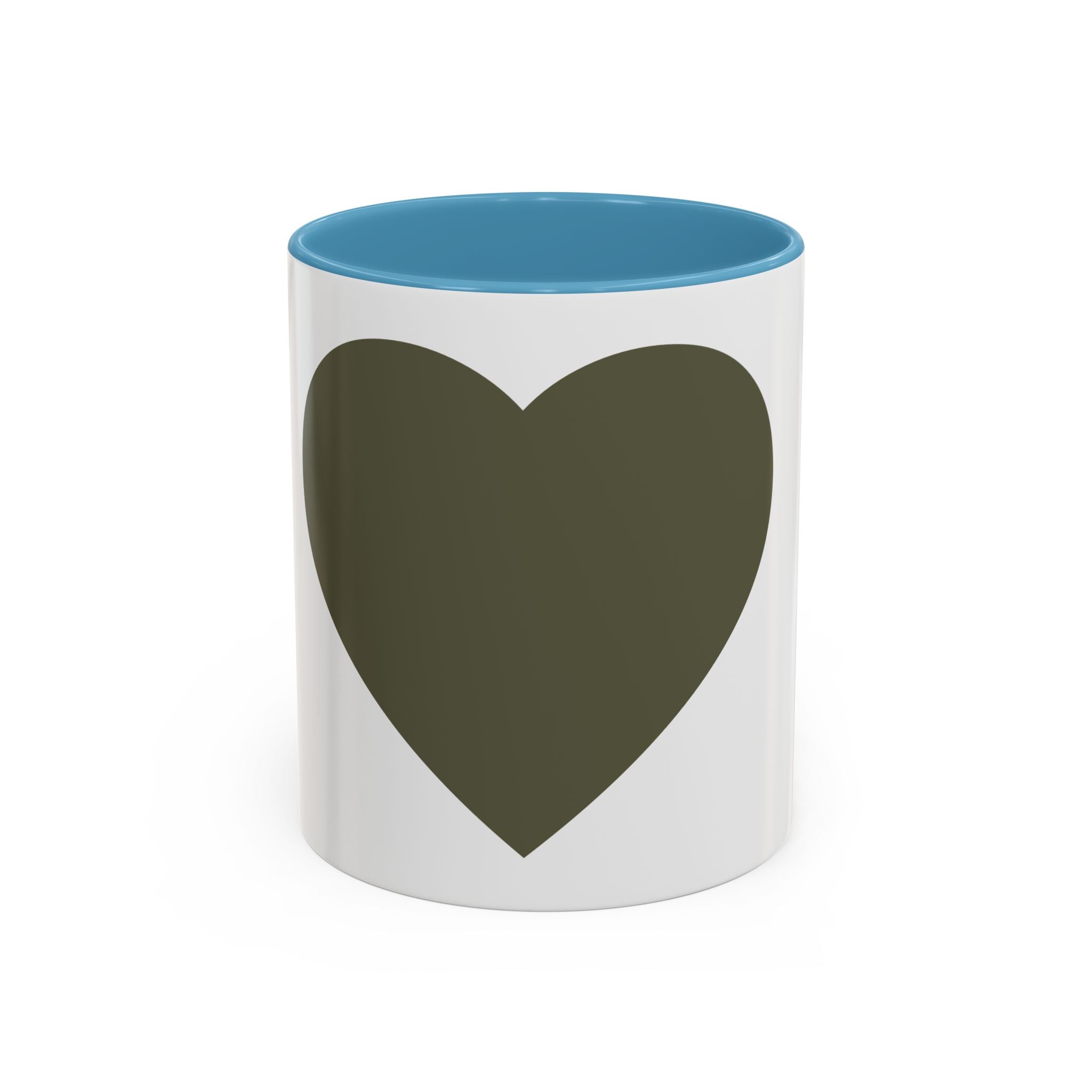 Olive Heart Accent Coffee Mug – Modern Minimalist Ceramic Tea & Coffee Cup
