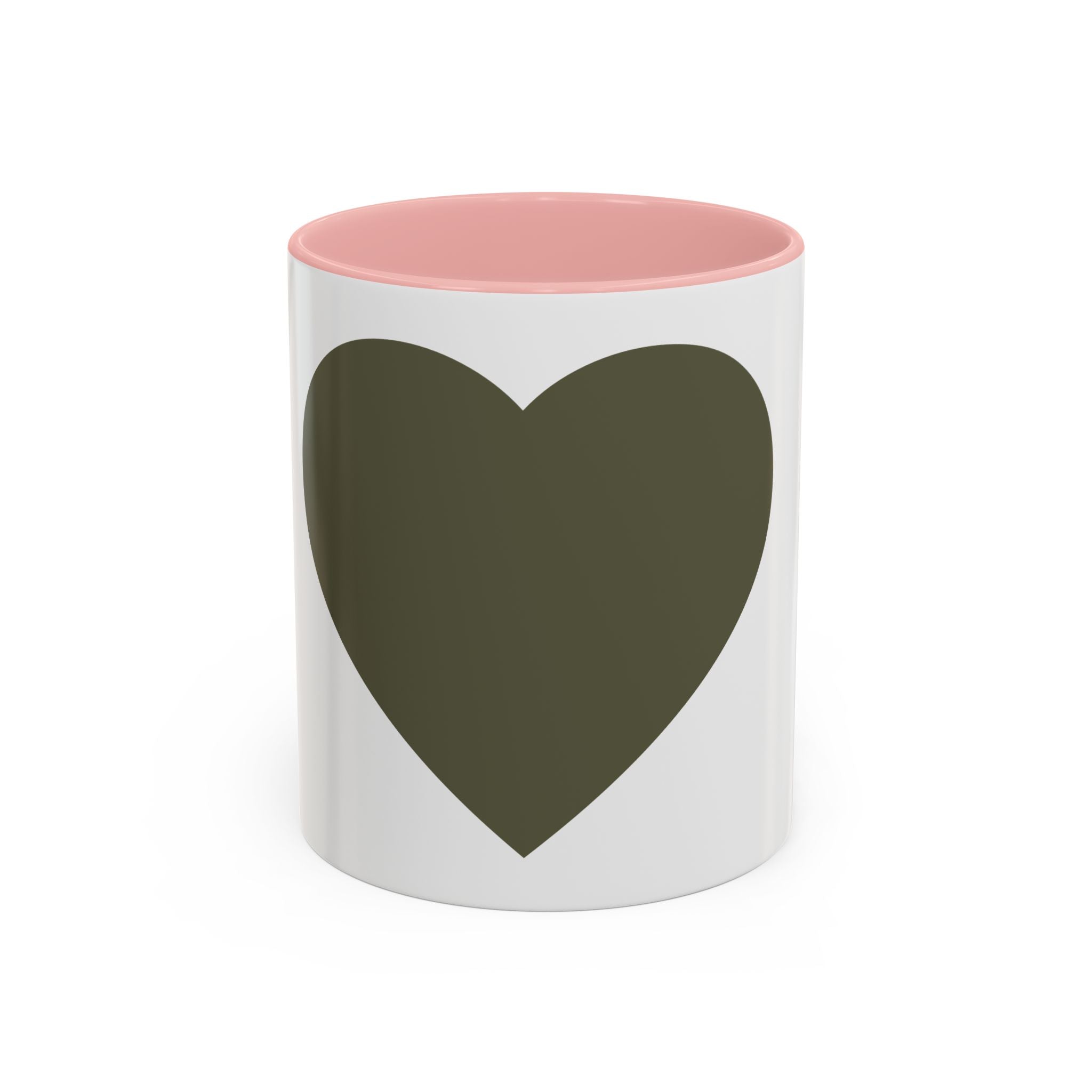 Olive Heart Accent Coffee Mug – Modern Minimalist Ceramic Tea & Coffee Cup