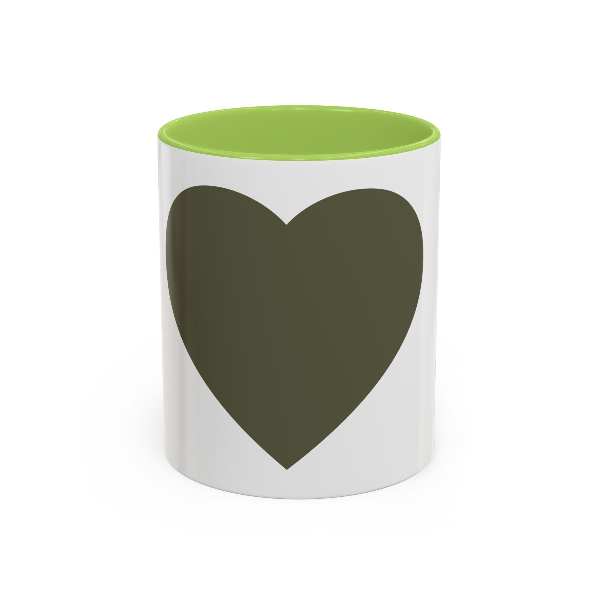 Olive Heart Accent Coffee Mug – Modern Minimalist Ceramic Tea & Coffee Cup