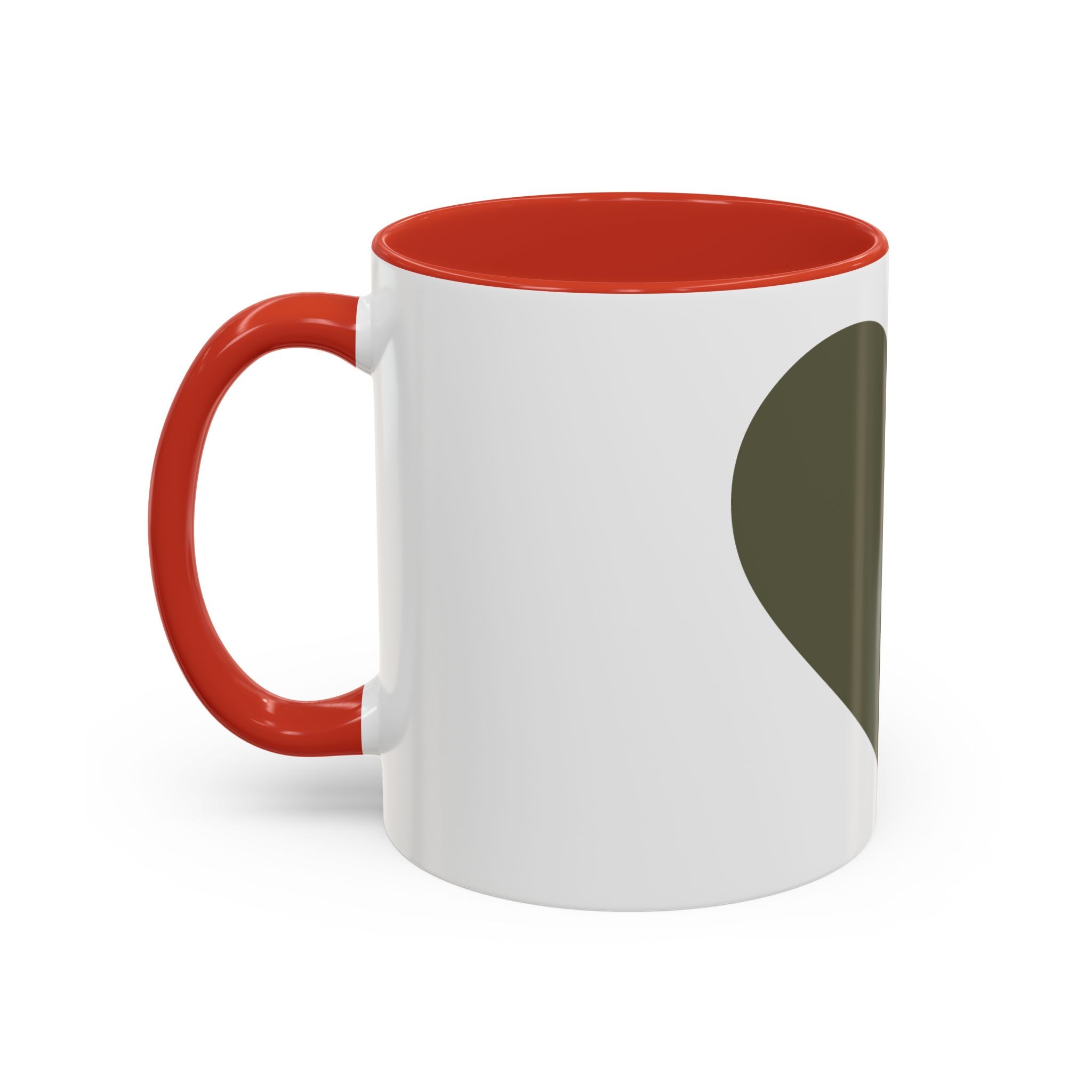 Olive Heart Accent Coffee Mug – Modern Minimalist Ceramic Tea & Coffee Cup
