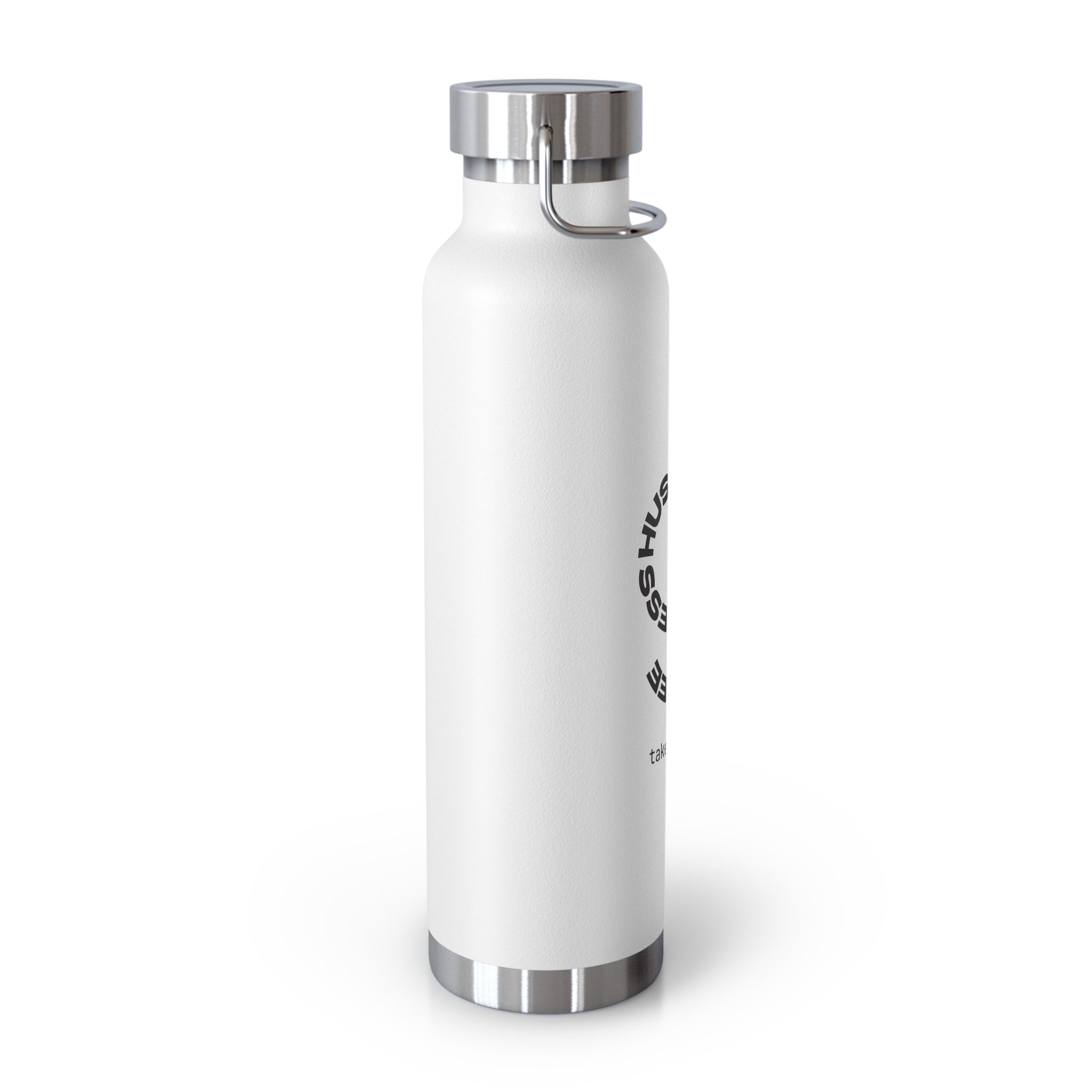 22oz Copper Vacuum Bottle — “Hustle More, Coffee Less” Stainless Insulated Water Bottle