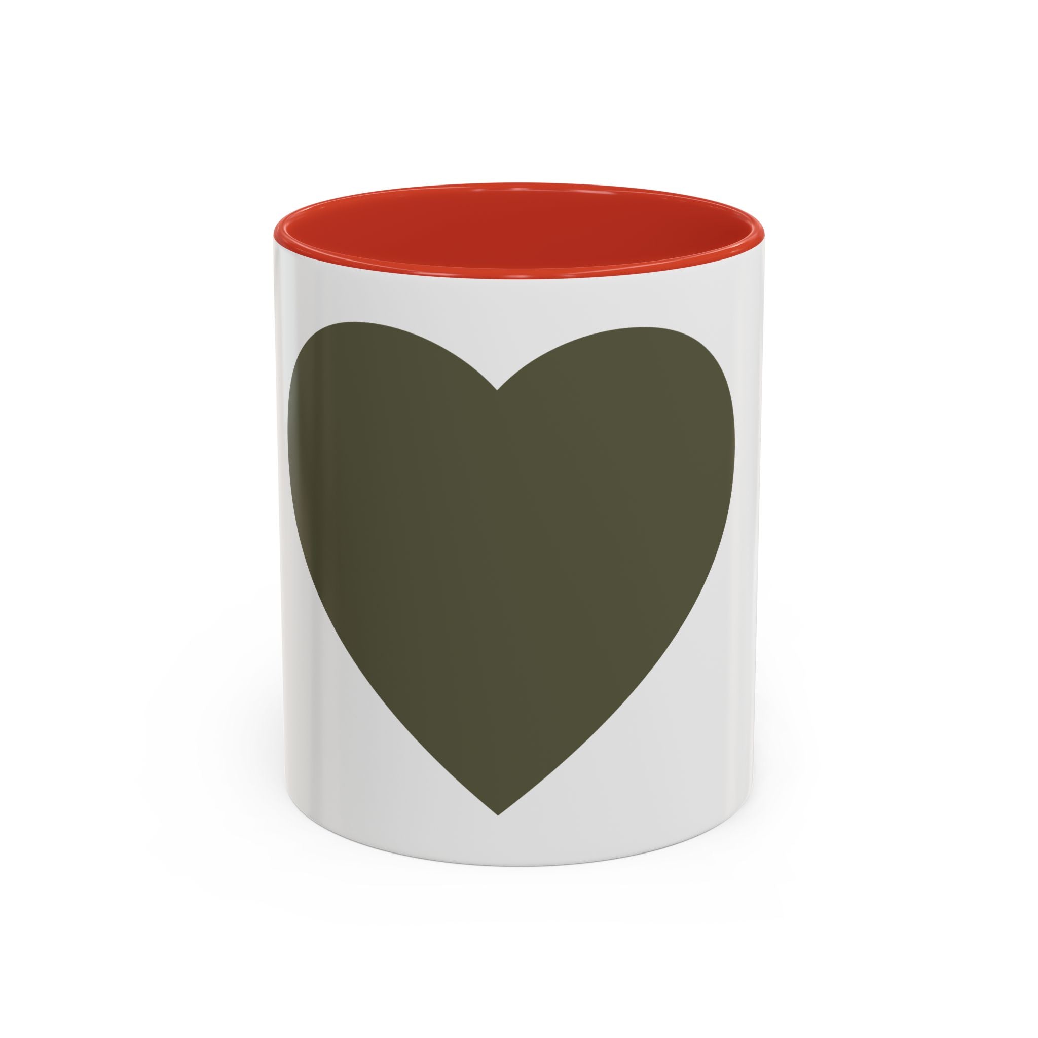 Olive Heart Accent Coffee Mug – Modern Minimalist Ceramic Tea & Coffee Cup