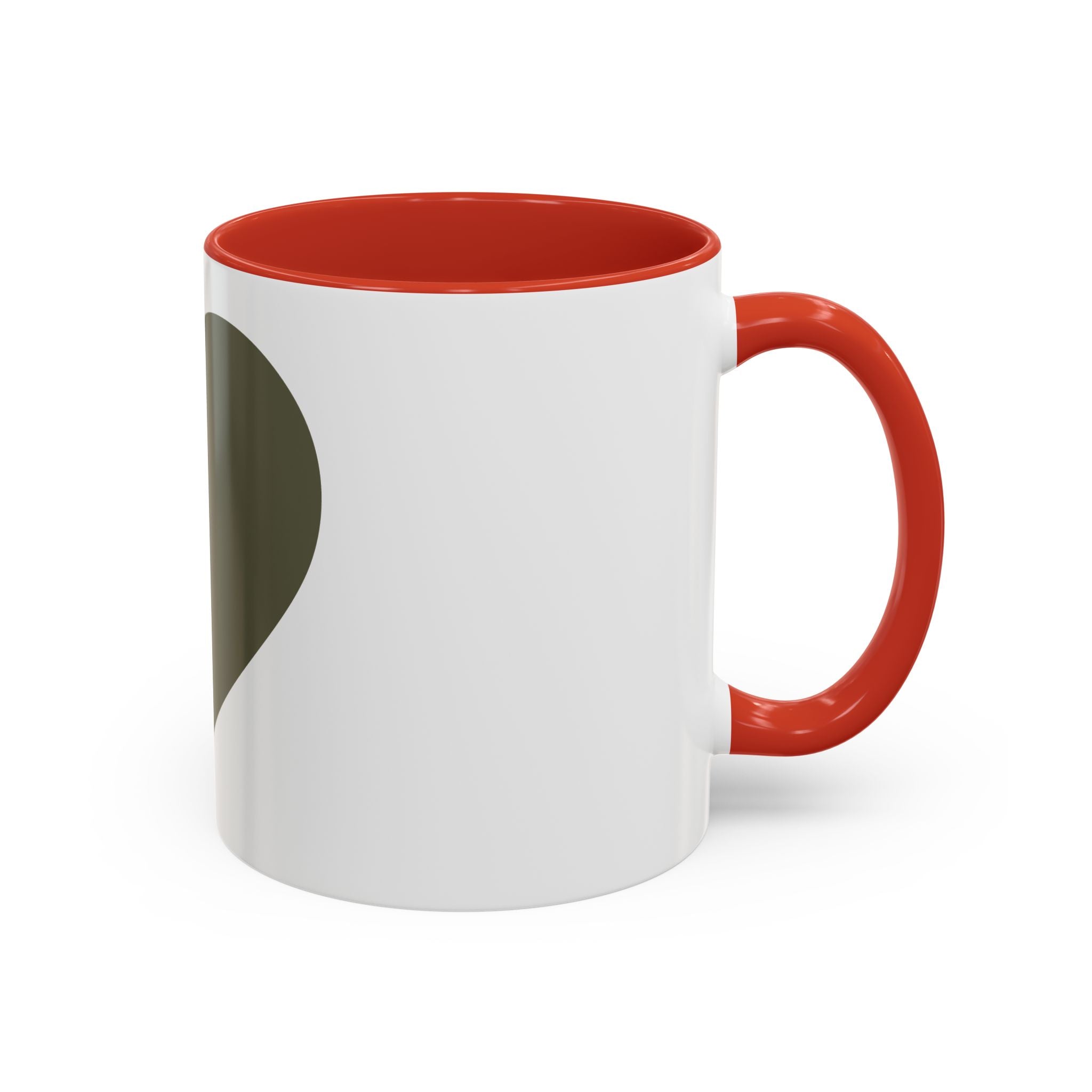 Olive Heart Accent Coffee Mug – Modern Minimalist Ceramic Tea & Coffee Cup