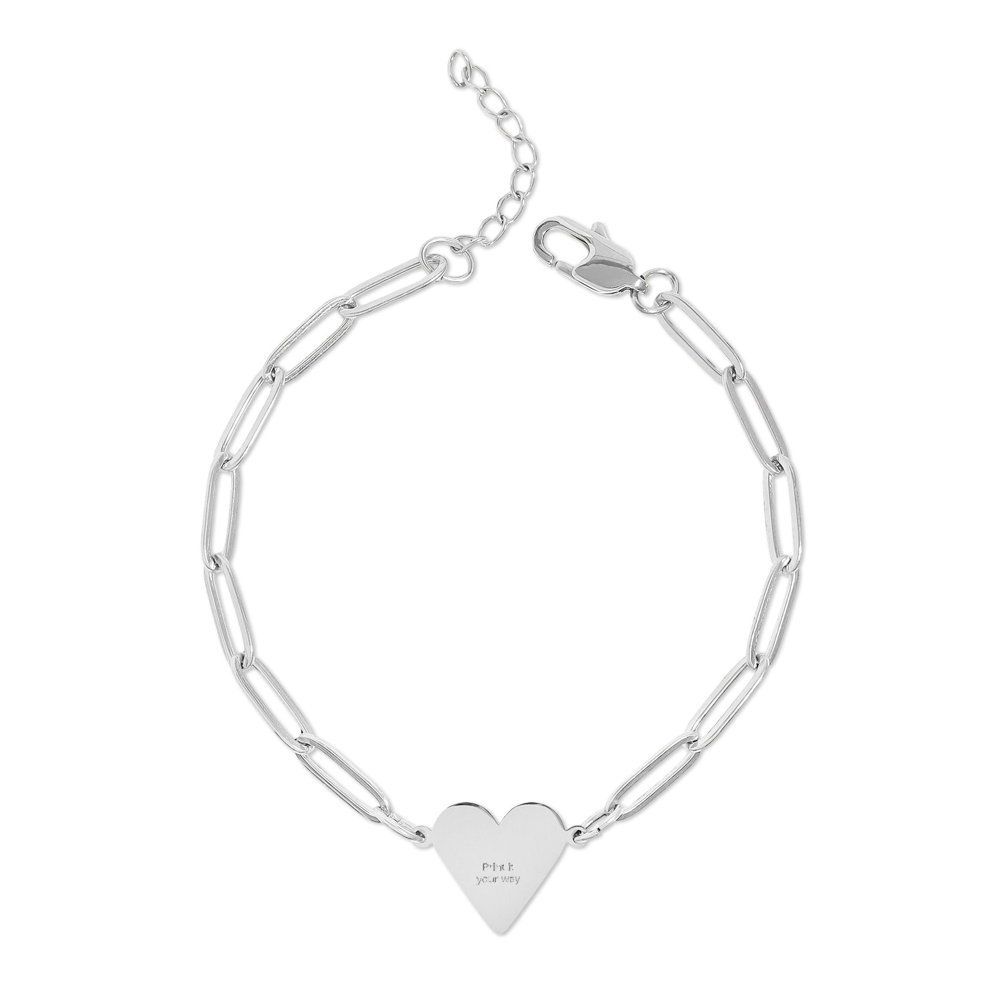 Engravable Paperclip Heart Bracelet – Personalized Gold or Rose Gold Chain