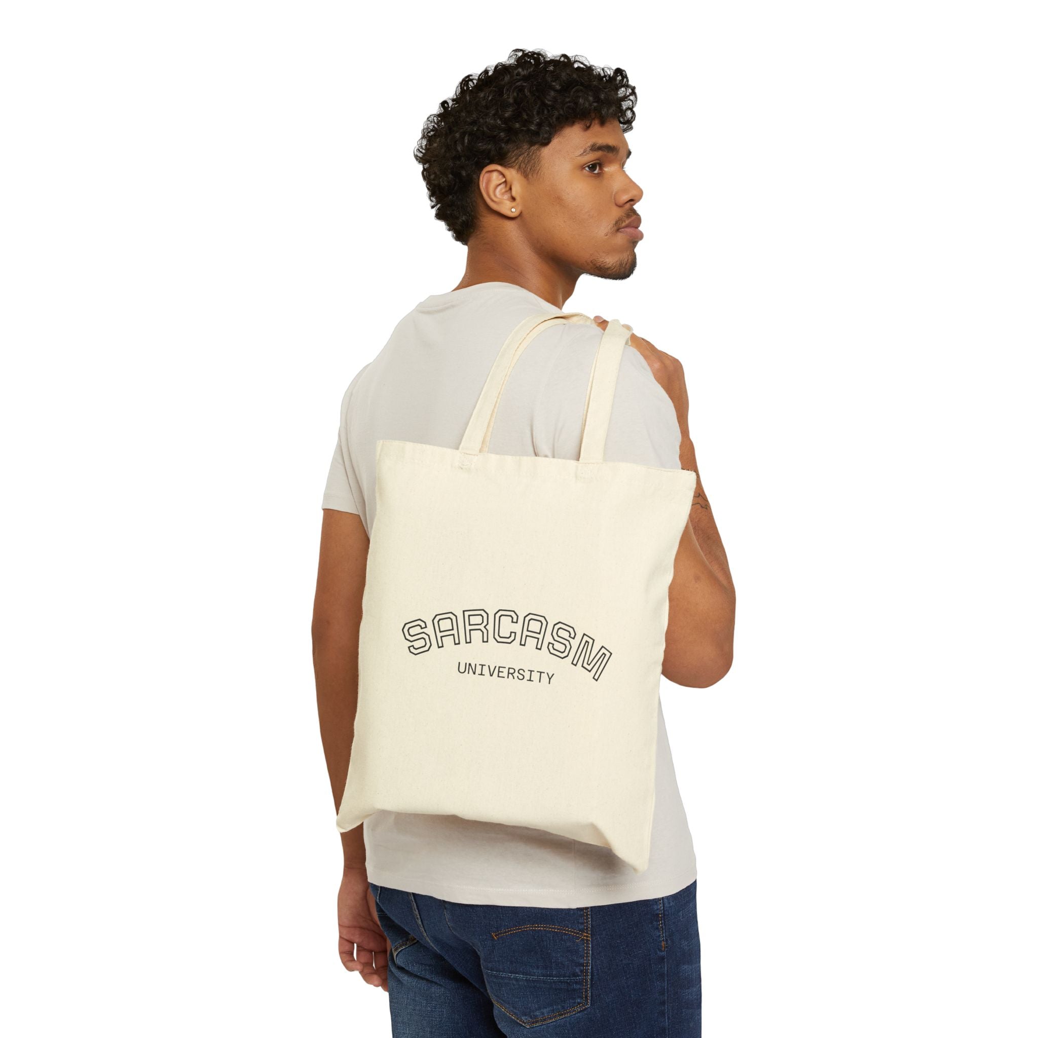 Sarcasm University Cotton Tote Bag — Funny College Vibe Canvas Shopper