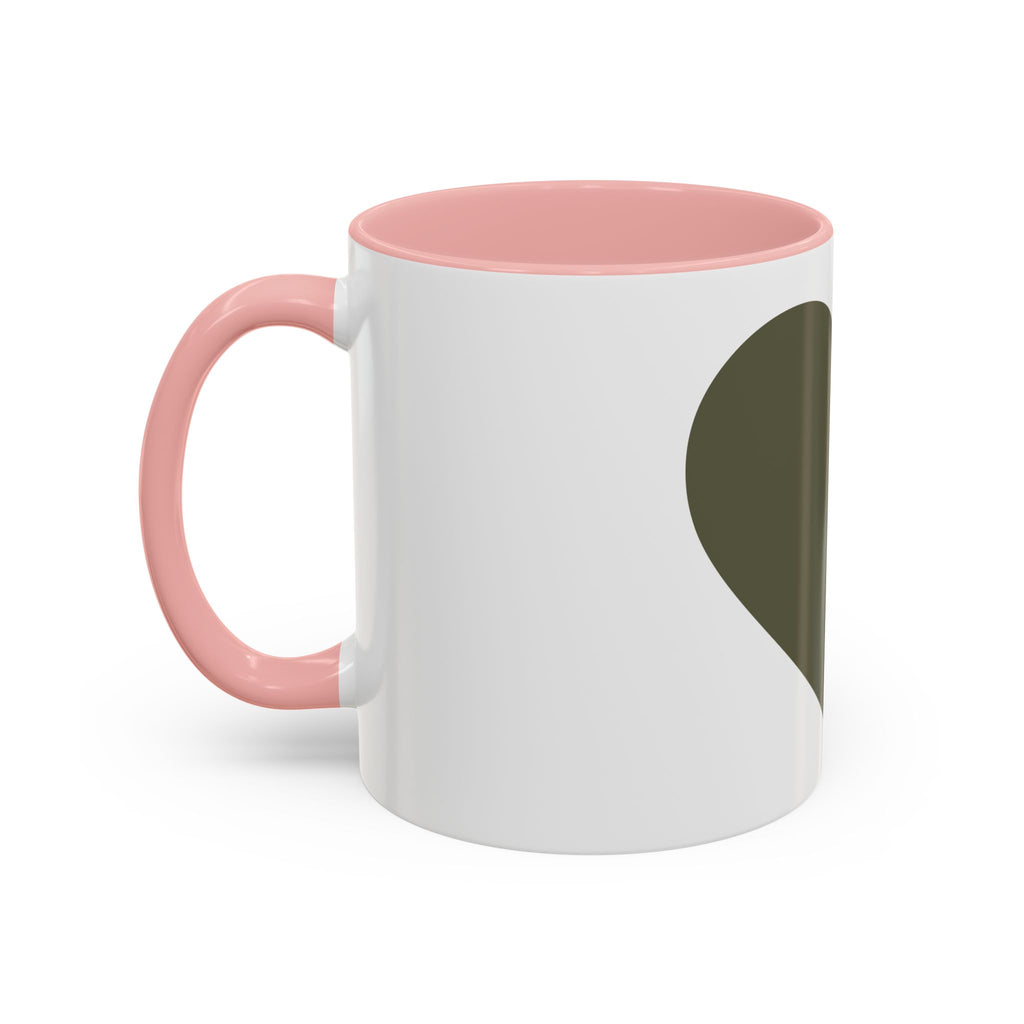Olive Heart Accent Coffee Mug – Modern Minimalist Ceramic Tea & Coffee Cup