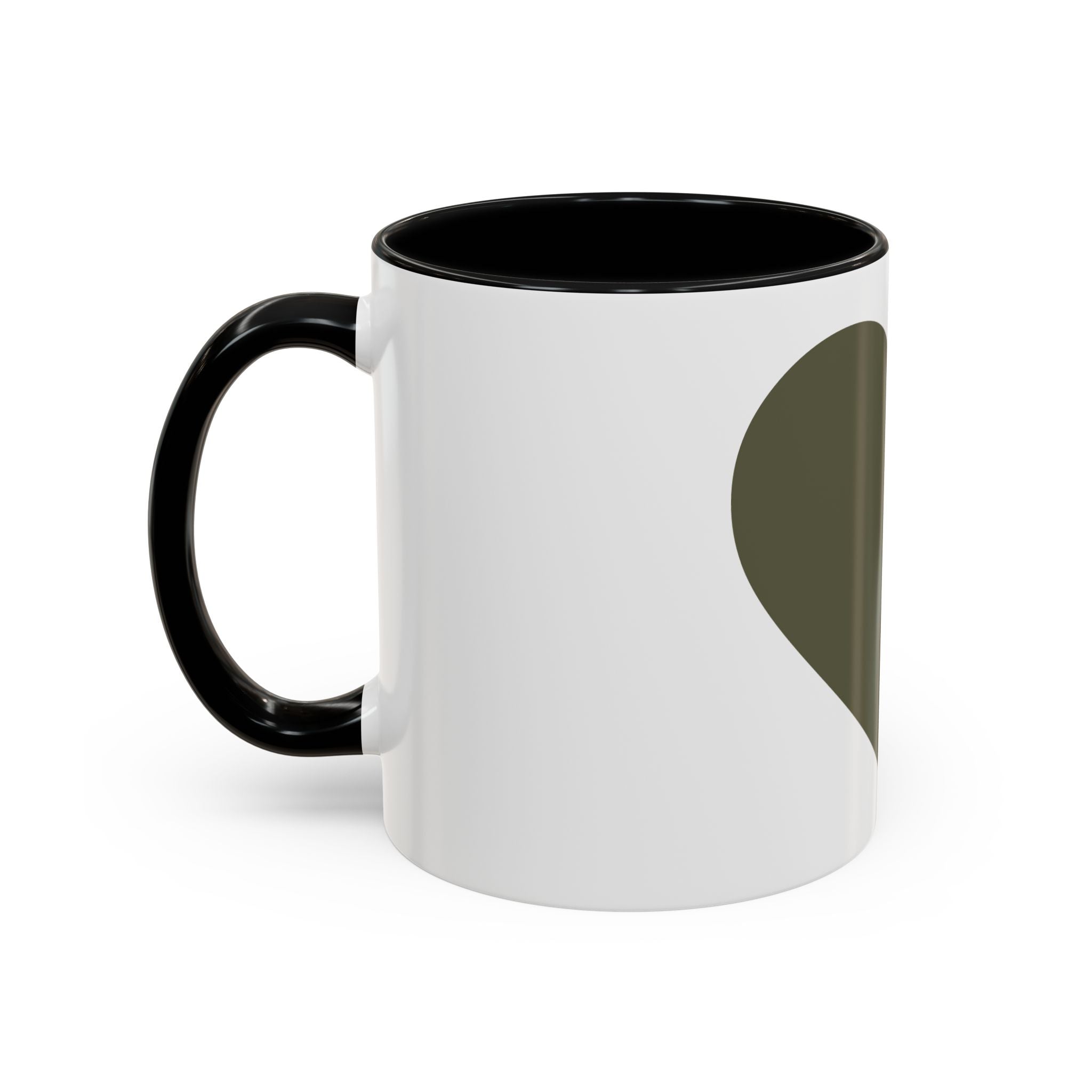 Olive Heart Accent Coffee Mug – Modern Minimalist Ceramic Tea & Coffee Cup