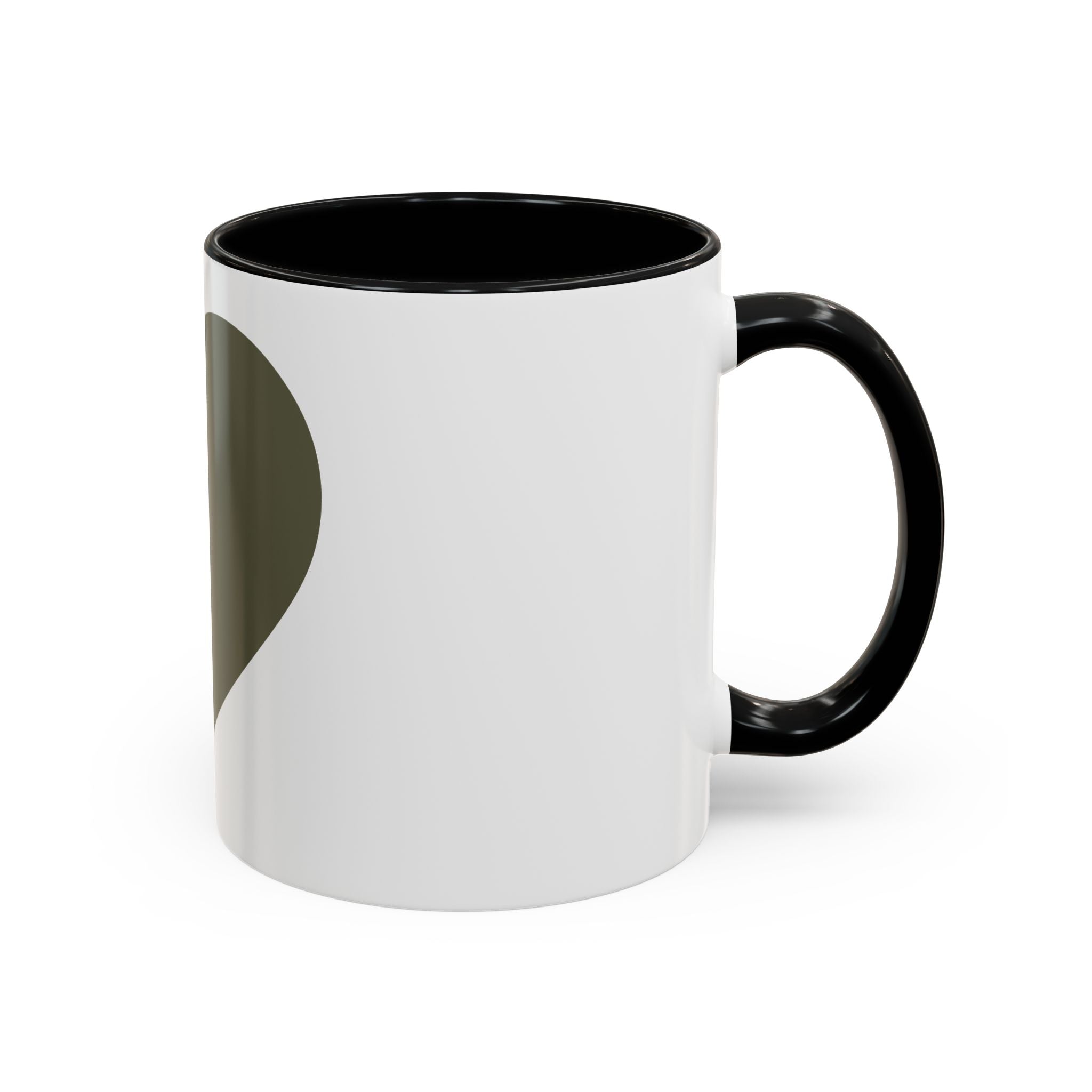Olive Heart Accent Coffee Mug – Modern Minimalist Ceramic Tea & Coffee Cup