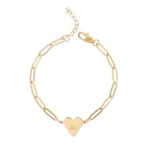 Engravable Paperclip Heart Bracelet – Personalized Gold or Rose Gold Chain