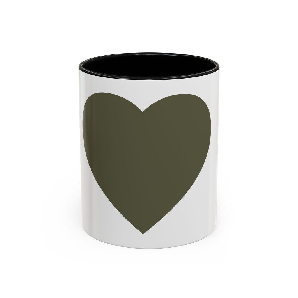 Olive Heart Accent Coffee Mug – Modern Minimalist Ceramic Tea & Coffee Cup