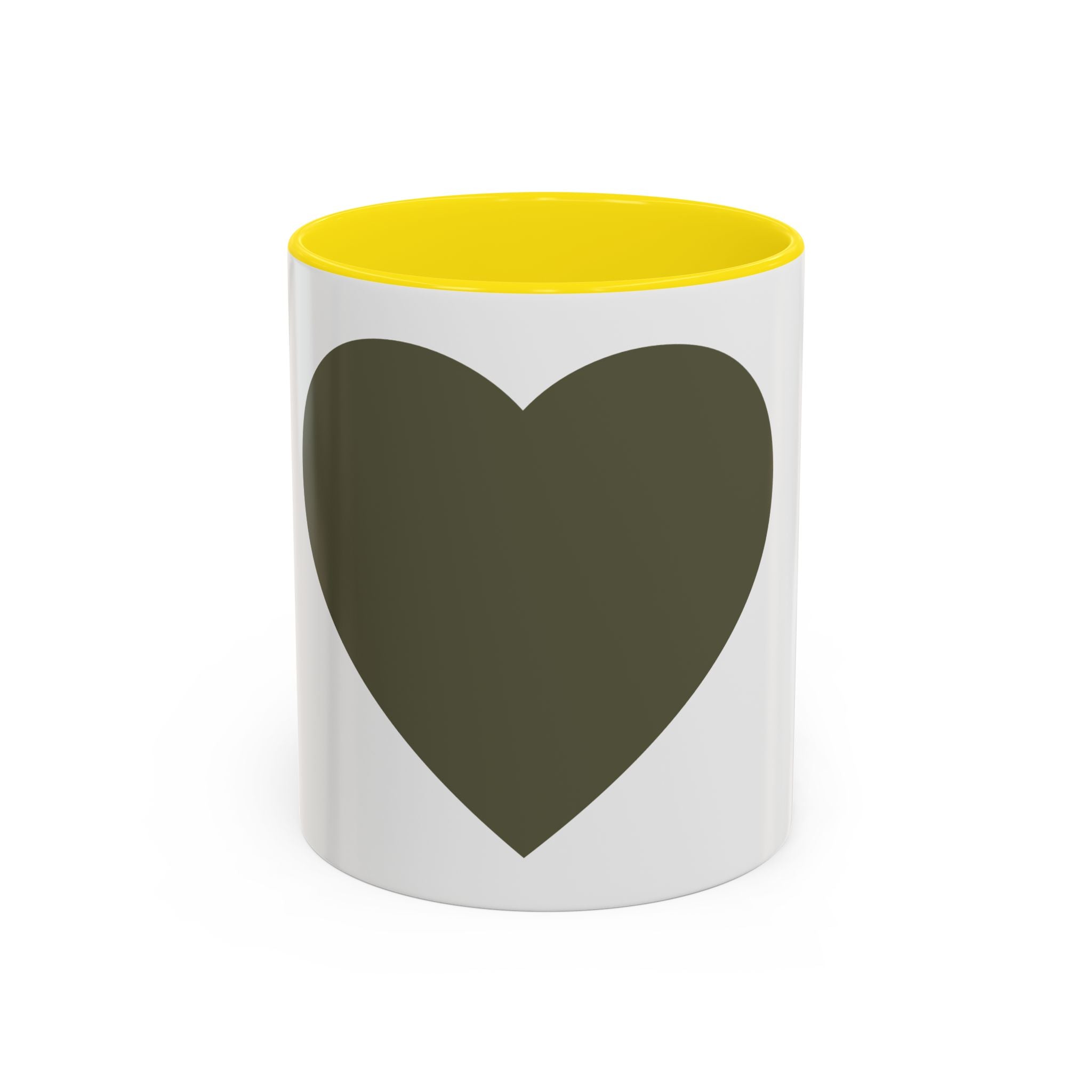 Olive Heart Accent Coffee Mug – Modern Minimalist Ceramic Tea & Coffee Cup