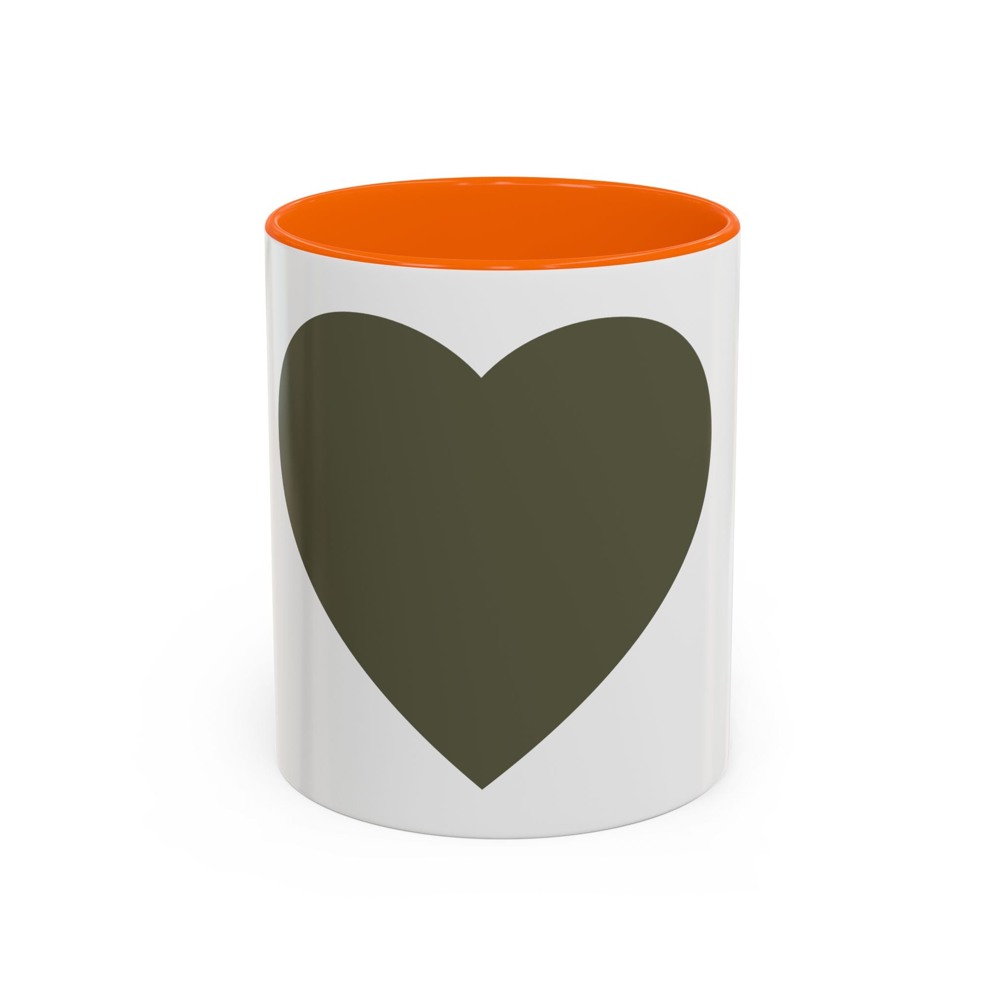 Olive Heart Accent Coffee Mug – Modern Minimalist Ceramic Tea & Coffee Cup