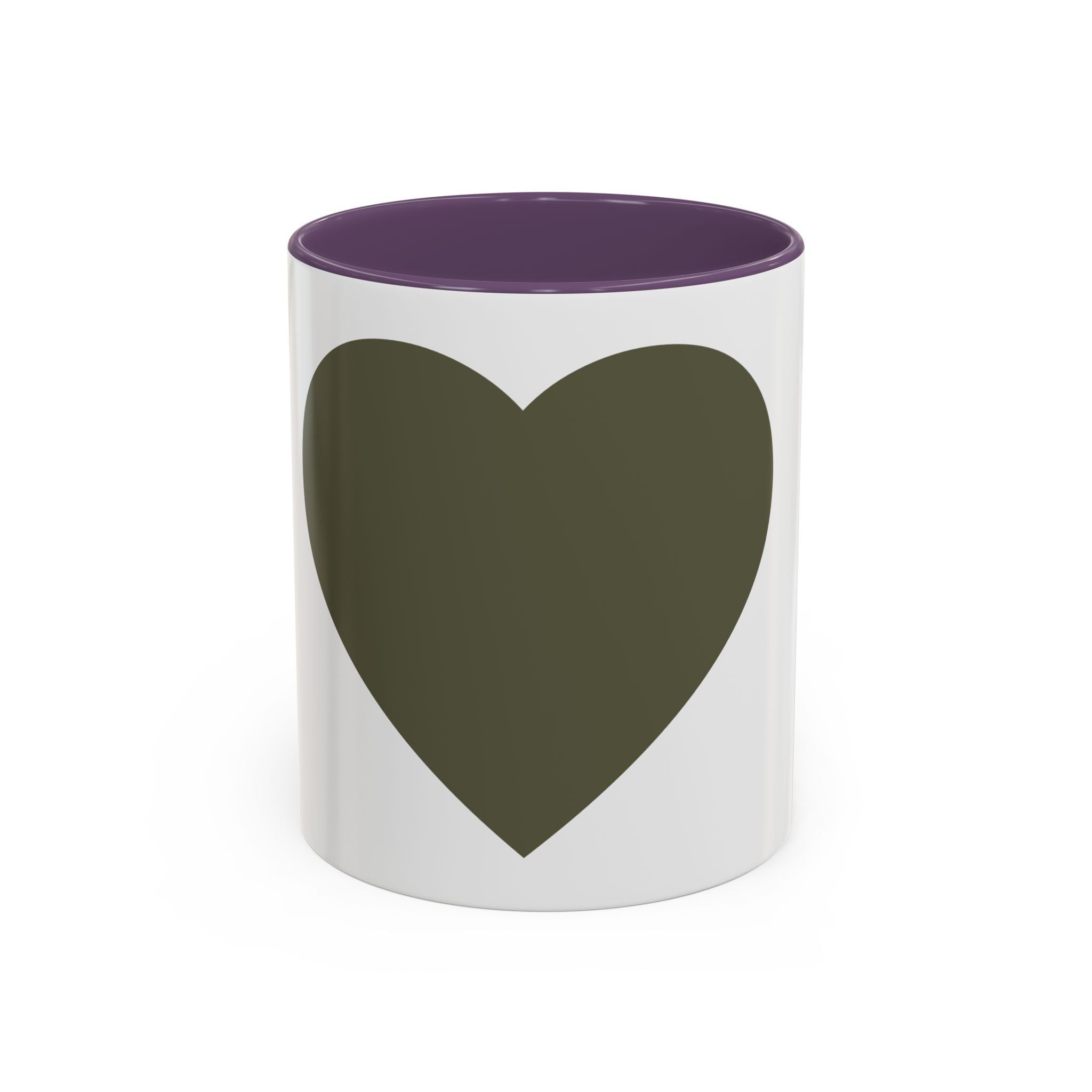 Olive Heart Accent Coffee Mug – Modern Minimalist Ceramic Tea & Coffee Cup